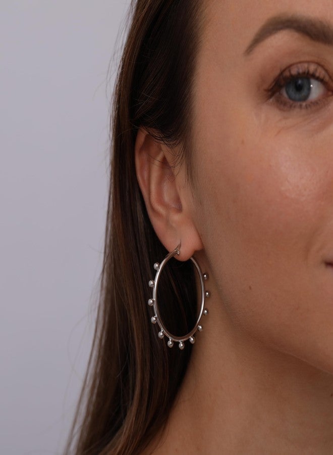 VIROMY Silver Earrings for Women Trendy Dainty Silver Hoop Earrings for Women Lightweight Open Chunky Silver Hoops Earrings - Image 2